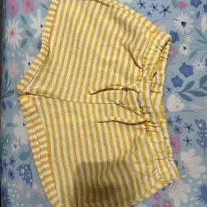 Zara Yellow and White Striped Kids Shorts